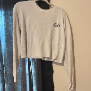 Lorna Jane Cream Cropped Hoodie Sweatshirt